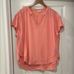 Dress up boutique Women's Coral V-Neck Top medium loose fitting